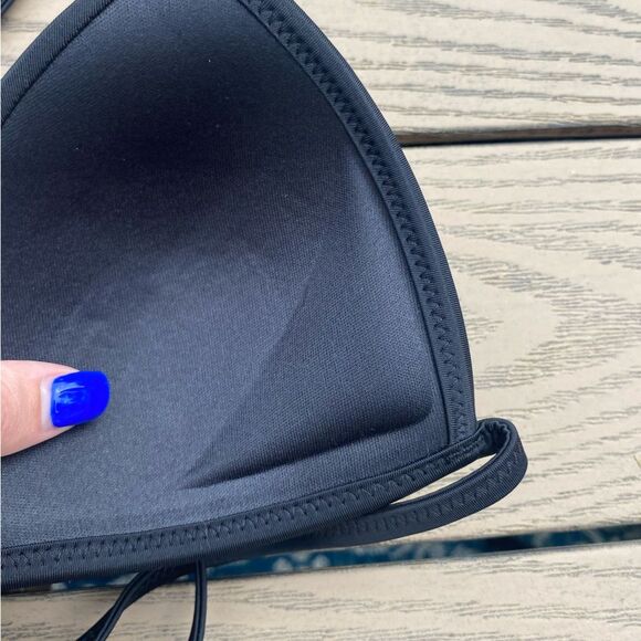 NWT Aerie small black halter tie back triangle padded push up bikini top swim in - Picture 6 of 7